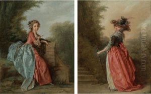 A Lady Seated In A Garden by Jean-Baptiste Hilaire