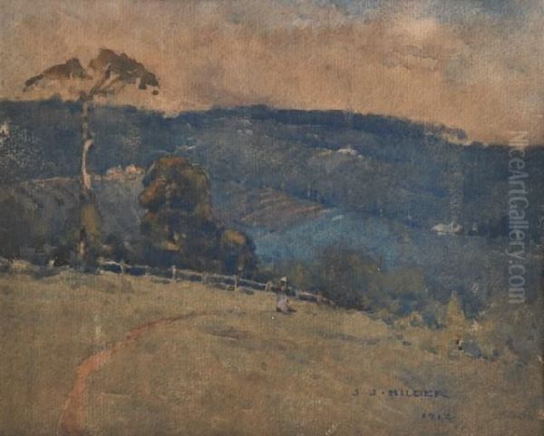 Hillside In The Evening Light by Jesse Jewhurst Hilder