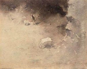 Two Barrows In The Clay Pit by Jesse Jewhurst Hilder