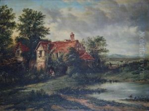 Figures By A Country Homestead, Cattle Beyond