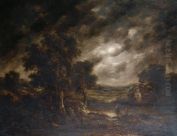 Fishermen Checking Their Nets Bymoonlight - view 1