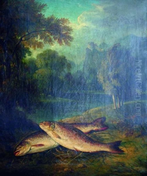 Two Trout On A River Bank - view 1