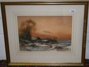 Snowy Winter Landscape With Sunset by Bartram, Fred. John Hiles