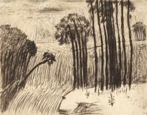 Landscape With Trees And Waterfall by Carl Fredrik Hill