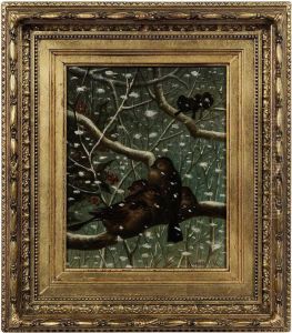 Birds On Branches With Snowfall