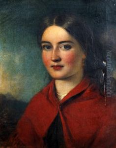 A Portrait Of A Young Country Girl Wearing A Red Shawl