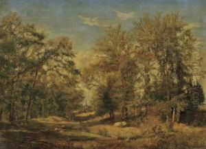 Path Through The Trees To The Church by John William Hill
