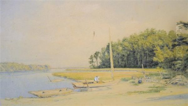 Estuary/shoreline With Figures And Boats - view 1