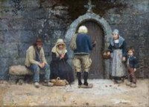 Breton Peasants At A Convent Door (1884) by Nathaniel Hill