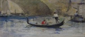 'venizia' - Gondolas by Rowland Henry Hill