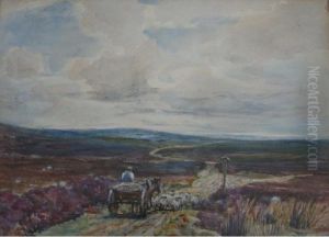 Droving Sheep On The Yorkshire Moors by Rowland Henry Hill