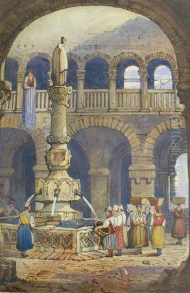 Women Collecting Water From A Fountain - view 1