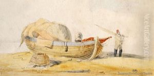 Portfolio Of Three Watercolours And Pencil Sketch by Samuel Prout
