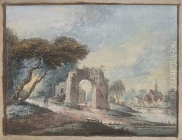 Ruinlandskap Med Gaende Figurer - view 1