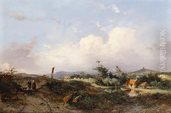 Figures Walking On A Country Path - view 1