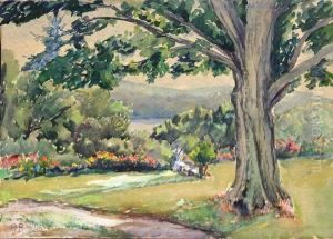 Garden Path By A Tree by Anna Althea Hills