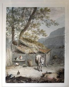 Farmyard With Donkey, Pig And Chickens