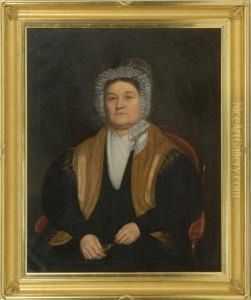 Portrait Of A Woman Seated In An Empire Chair And Wearing A Whitelace Bonnet