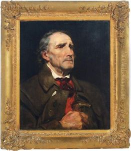 Portrait Of An Elderly Man Holding A Cane by William Hilton