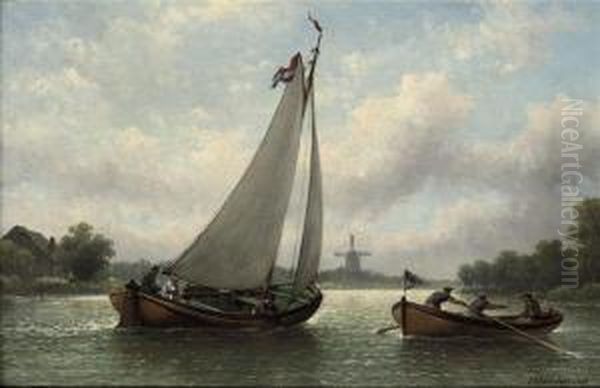 Boating On A River In Summer - view 1