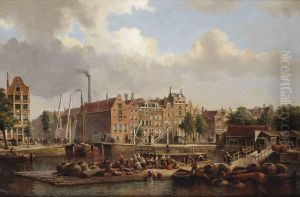 Numerous Figures On A Quay Near The Geldersekade, Amsterdam