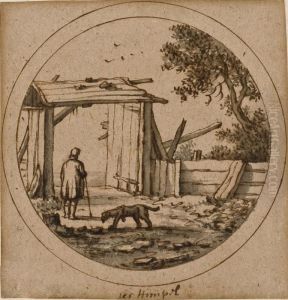 Pecheurs Dans Un Paysage by Aernout Ter Himpel