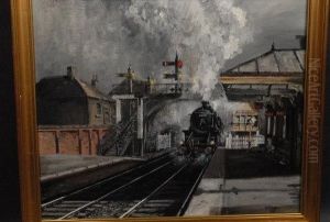 A Pair, Steam, Long Eaton Station And Leaving The Platform by William Richardson Hind G