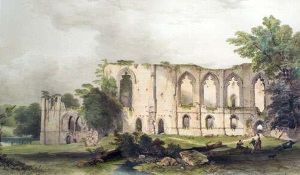 Exterior Of The Refectory, Easby Abbeyand Eggleston Abbey, Near Rokeby by William Richardson Hind G