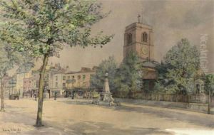 A View Of A Church From Across The Street by Harry T. Hine