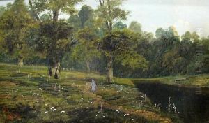 A River Landscape With A Figure On A Path by Theodore Hines