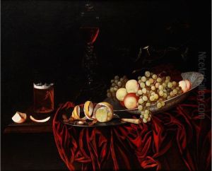 Grosses Fruchtestilleben Mit Glaspokal, Bierglas Und Zitrone by Johann Georg (also Hintz, Hainz, Heintz) Hinz