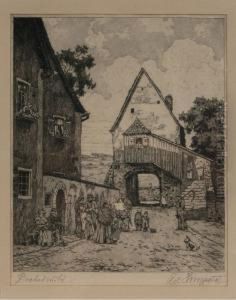 Auf Einer Dorfstrase. 1st Half 20th Cent by Adolf Hinzpeter