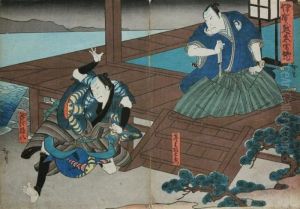 Scena Z Teatru Kabuki by Utagawa Hirosada
