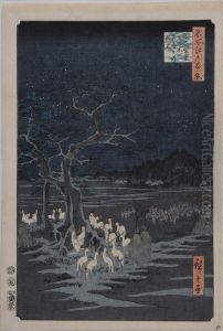 Foxfires From 100 Views Of Edo by Tokubei Iii Hiroshigeando