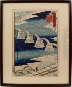 Bridge Of The Brocade Sash by Chimpei Ii Hiroshigesuzuki
