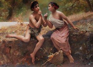 Arkadische Landschaft Mit Jungem Liebespaar by Auguste Alexandre Hirsch