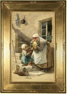 Woman And Child Pouring Milk