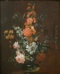 Pair Of Floral Still-lives by Caspar Hirscheli