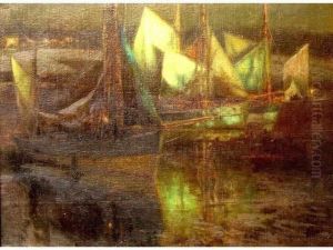 Soir Sur Le Port De Concarneau by Emil Benediktoff Hirschfeld