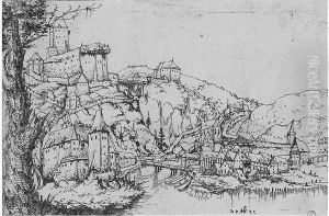 A View Of Passau (schwarz 72; Holl.45) by Augustin Hirschvogel