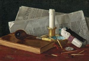 Still Life With Pipe, Candle And Newspaper by Claude Raguet Hirst
