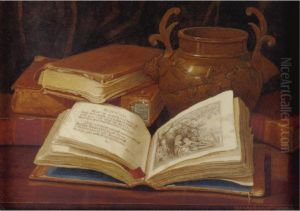 Still Life With Books And Vase by Claude Raguet Hirst