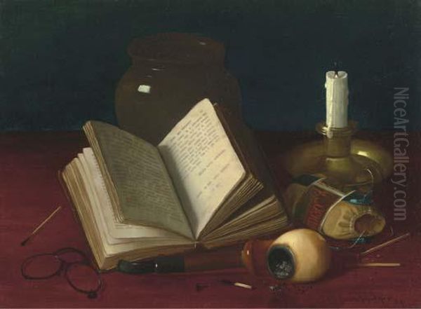 Still Life With A Pipe, Candlestand And Book - view 1