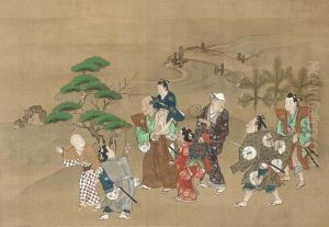 Boy's First Visit To A Tutelary Shrine by Hishikawa