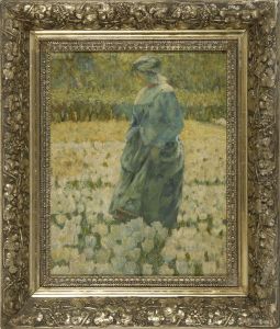 A Woman Standing In A Field Of Flowers by George Hitchcock