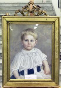 Portratt Av Blond Gosse. by Fanny Hjelm