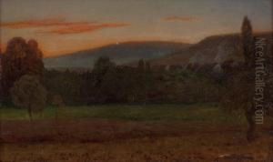 Landliche Idylle Im Abendrot by Anton Hlavacek