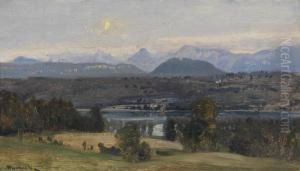 "worther See With Thecarinthian Alps by Anton Hlavacek