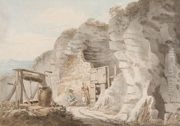 Country Folk By A Well, Nantgarw, Glamorgan - view 1