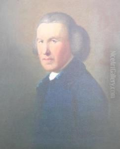 Hoare Of Bath Portrait Of A Gentleman In A Blue Velvet Frock Coat by William Webster Hoare